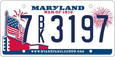 MD license plate 7BK3197