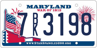 MD license plate 7BK3198