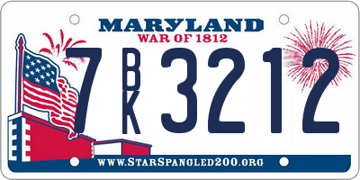 MD license plate 7BK3212