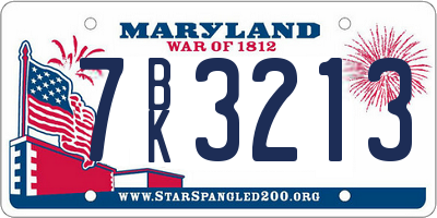 MD license plate 7BK3213