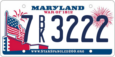 MD license plate 7BK3222