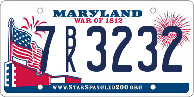 MD license plate 7BK3232