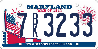 MD license plate 7BK3233
