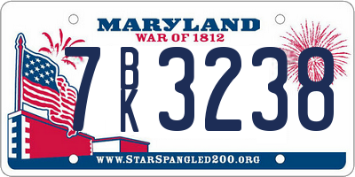 MD license plate 7BK3238