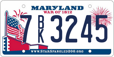 MD license plate 7BK3245