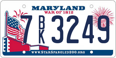 MD license plate 7BK3249