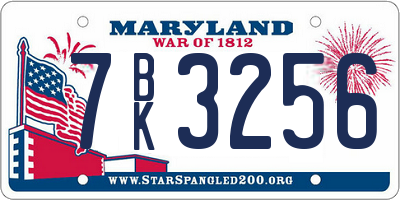MD license plate 7BK3256