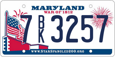 MD license plate 7BK3257