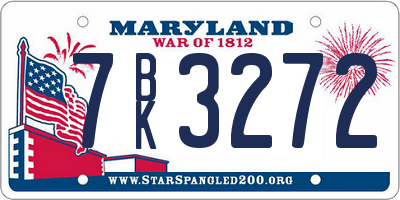 MD license plate 7BK3272