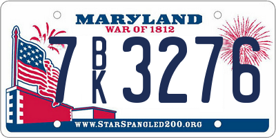 MD license plate 7BK3276