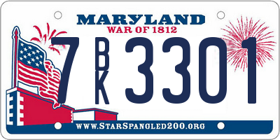 MD license plate 7BK3301