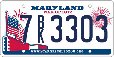 MD license plate 7BK3303