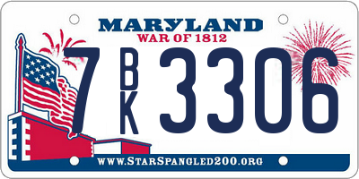 MD license plate 7BK3306
