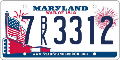 MD license plate 7BK3312