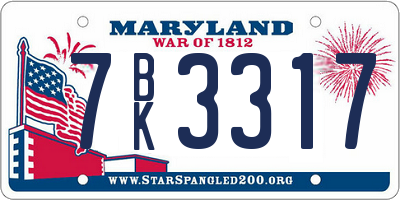 MD license plate 7BK3317