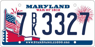 MD license plate 7BK3327
