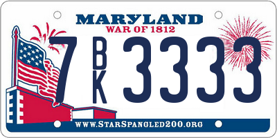 MD license plate 7BK3333
