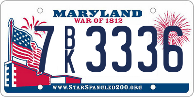 MD license plate 7BK3336