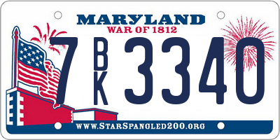 MD license plate 7BK3340