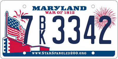 MD license plate 7BK3342