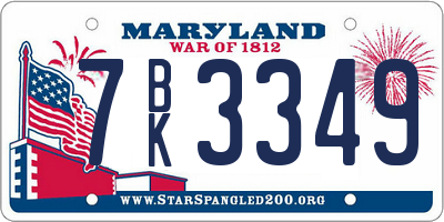 MD license plate 7BK3349