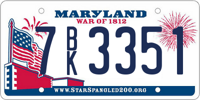 MD license plate 7BK3351