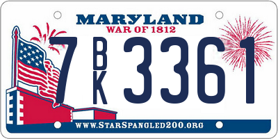 MD license plate 7BK3361