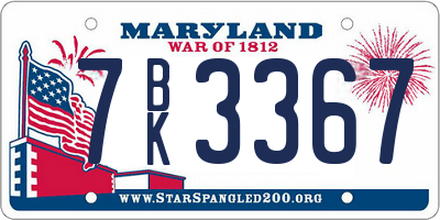 MD license plate 7BK3367