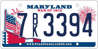 MD license plate 7BK3394