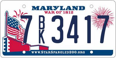 MD license plate 7BK3417