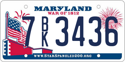 MD license plate 7BK3436
