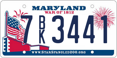 MD license plate 7BK3441