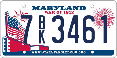 MD license plate 7BK3461