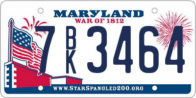 MD license plate 7BK3464