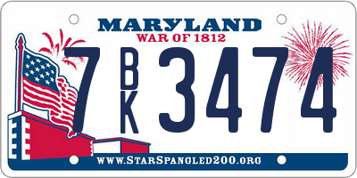 MD license plate 7BK3474
