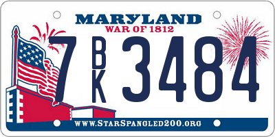 MD license plate 7BK3484
