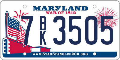 MD license plate 7BK3505