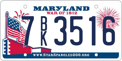 MD license plate 7BK3516