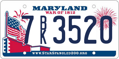 MD license plate 7BK3520