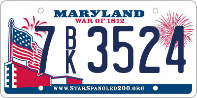 MD license plate 7BK3524