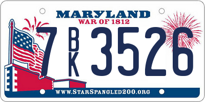 MD license plate 7BK3526