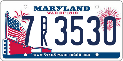 MD license plate 7BK3530