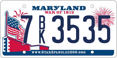 MD license plate 7BK3535