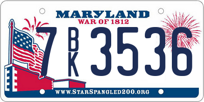 MD license plate 7BK3536