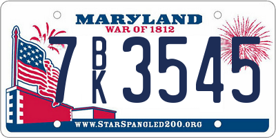 MD license plate 7BK3545