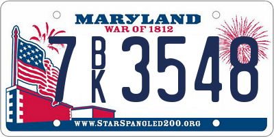 MD license plate 7BK3548