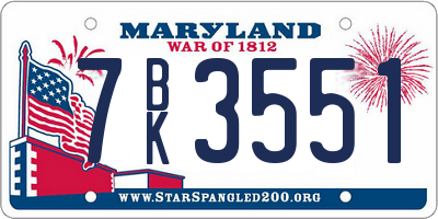 MD license plate 7BK3551