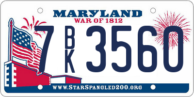 MD license plate 7BK3560