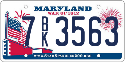 MD license plate 7BK3563