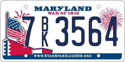 MD license plate 7BK3564